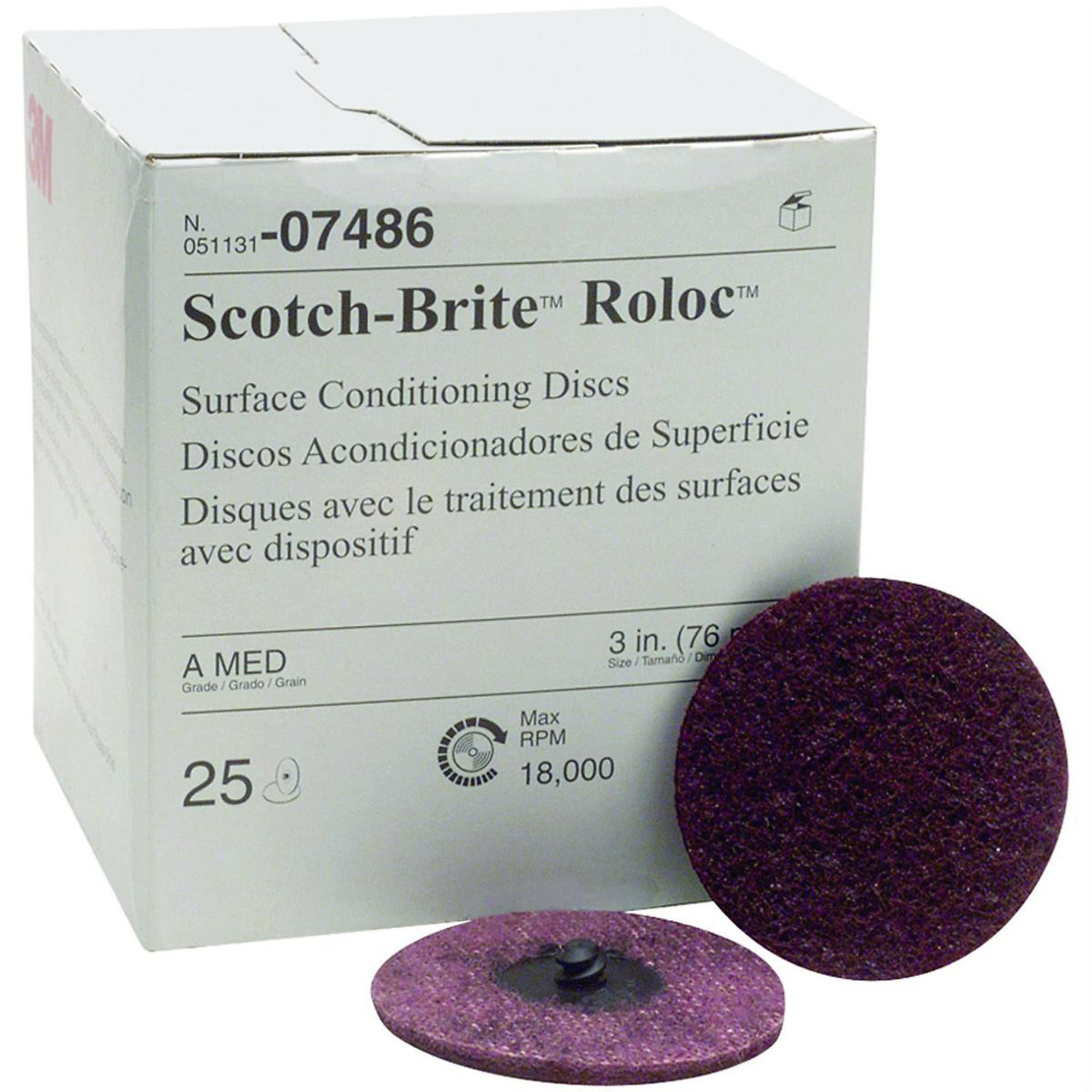 3M Roloc Disc — 3in., Medium Grade, Coal Slag, 25 Pcs, Model# MMM7486